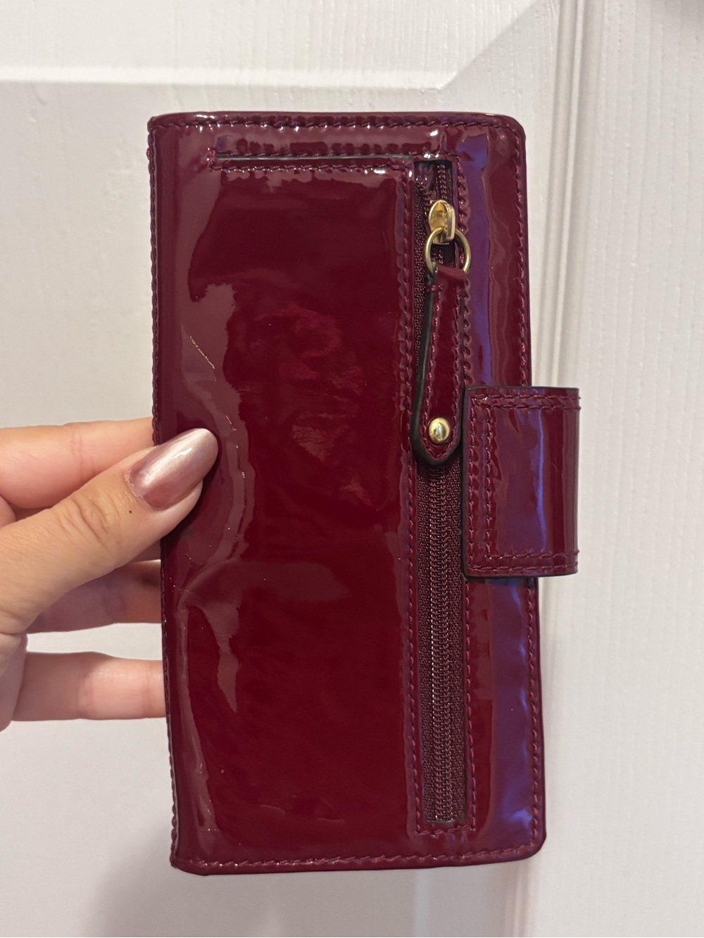 Coach Patent Bifold Wallet in Burgundy Patent - Picture 5 of 11